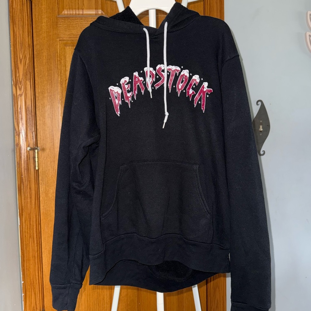 Black Hoodie with Pink Graphic